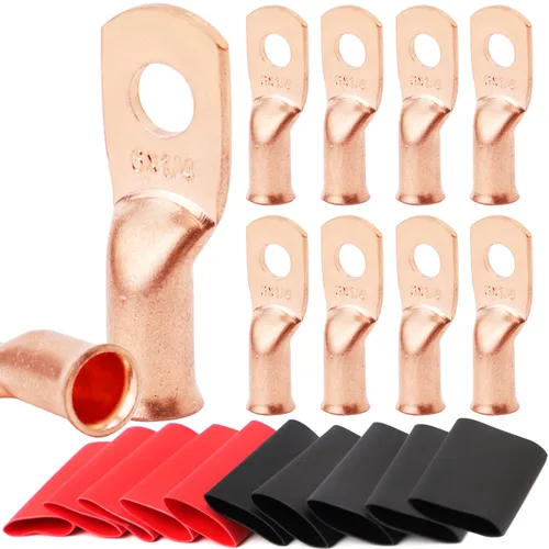 Miniatura 46 de TKDMR - Kit de 264 piezas de extremos de cable de batería, 132 piezas de terminales de anillo de lengüetas de cable de cobre resistentes AWG 8 6 4 2