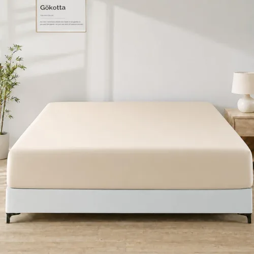 Miniatura 24 de GOKOTTA Sábana bajera ajustable solo tamaño King, 100% rayón derivado de bambú, ultra suave, refrescante y transpirable, con 4 correas elásticas