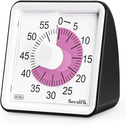 Miniatura 14 de Secura - Temporizador visual de cuenta regresiva de 60 minutos para niños y adultos, herramienta de gestión del tiempo en el aula (negro)