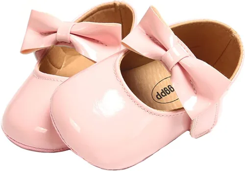 Miniatura 6 de Zapatos planos Mary Jane para bebés y niñas con lazo y flores, vestido de princesa, para boda, zapatos de ballet antideslizantes para niños pequeños