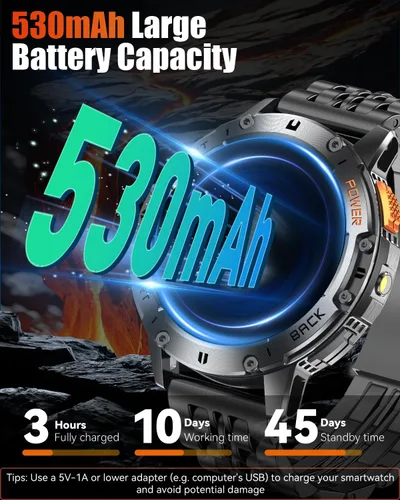 Miniatura 2 de Relojes inteligentes militares para hombres con llamada Bluetooth, reloj inteligente impermeable AMOLED de 1.43" con linterna, rastreador de fitness