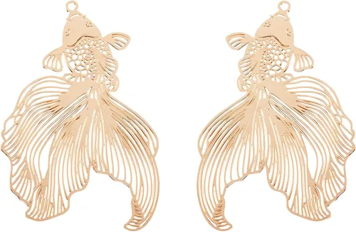 Miniatura 9 de Beadthoven - Colgantes de filigrana dorada clara, adornos de metal grabados, dijes de conector hueco para aretes, collares, accesorios para hacer