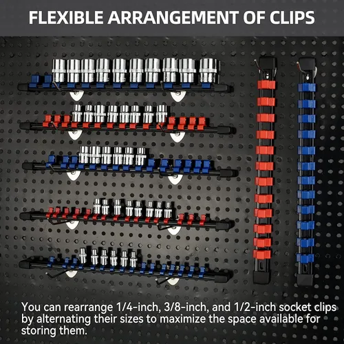 Miniatura 6 de Reniteco Juego de organizador de enchufes de 27 piezas, 1/4 pulgadas x 144 clips, 90 clips de 3/8 pulgadas, clips de 1/2 pulgadas x 72 clips, Azul