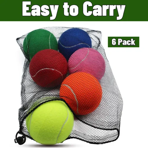 Miniatura 3 de Magicorange Pelotas de tenis grandes para perros, paquete de 6 pelotas de tenis grandes de 4 pulgadas, juguete masticable para mascotas, pelotas