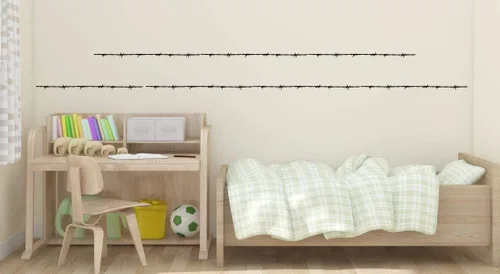 Juego de 7 calcomanías de vinilo con borde de alambre de púas, decoración de dormitorio, color negro