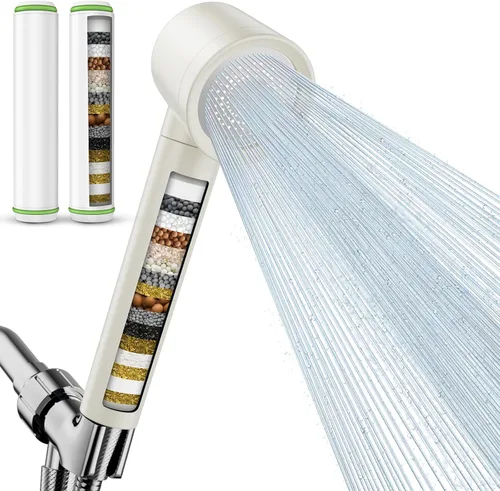 Miniatura 10 de Cabezal de ducha filtrado con mano, cabezal de ducha de alta presión con 4 modos de pulverización con filtros para suavizador de agua dura, filtro