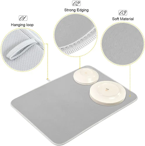 Miniatura 57 de Tapete rojo para secar platos pequeños, accesorios de cocina, tapete escurridor de platos de microfibra, resistente al calor, 16 x 18 pulgadas