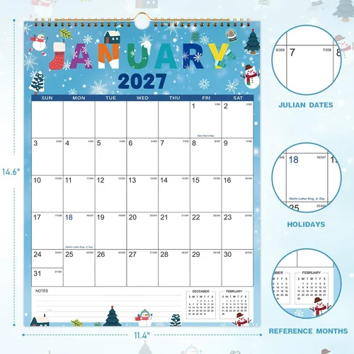 Miniatura 4 de Calendario 2026-2027 – Calendario de pared 2026-2027, julio 2026 – diciembre 2027, calendario de pared de 18 meses, 11.4 x 14.6 pulgadas, lazo