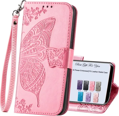 Miniatura 10 de Funda para teléfono Samsung Galaxy A15 5G, funda con tapa para mujer, tarjeteros de crédito en relieve mariposa flor de cuero PU correa de muñeca