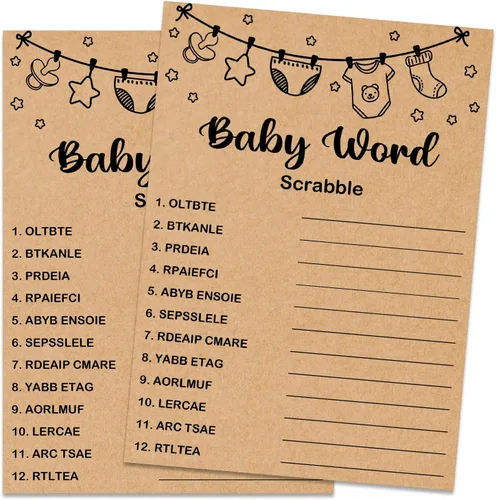 Miniatura 25 de Baby ABC Juego de Baby Shower, 30 unidades, kraft, juego de mesa, todas las edades, inglés, cartulina, manual, unisex, baby shower y alfabeto