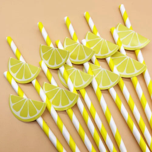 Miniatura 5 de popotes de papel con motivos de Frutas, biodegradable, 7.75 pulgadas, desechables, 100 unidades.