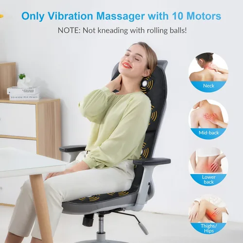 Miniatura 3 de COMFIER Masajeador de Espalda con Calor, Cojín de Masaje de Asiento con Control por Aplicación y Vibración, 10 Motores y 3 Niveles de Calor, Negro