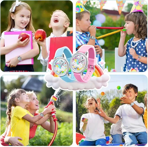 Miniatura 6 de Reloj de dibujos animados para niños, lindo unicornio impermeable, reloj de aprendizaje fácil de leer, para niños de 3 a 12 años, regalo para niños
