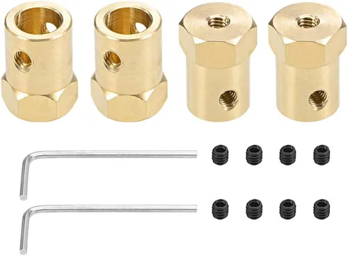 Miniatura 8 de uxcell Acoplador hexagonal de 0.118 in con motor de orificio hexagonal de latón conector de acoplamiento para ruedas de automóvil, neumáticos, motor