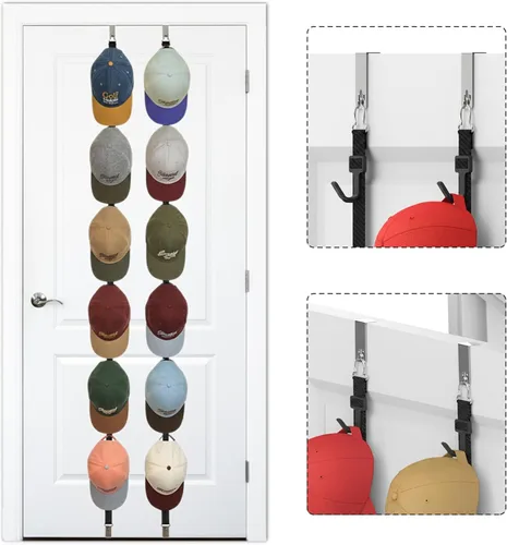 Perchero para puerta, soporte para sombreros sobre la puerta, organizador de sombreros para gorras de béisbol, colgador de sombreros para armario,