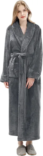 Miniatura 2 de Hellomamma Bata de baño larga para mujer, de felpa suave, de forro polar, camisón para mujer, pijama, ropa de dormir