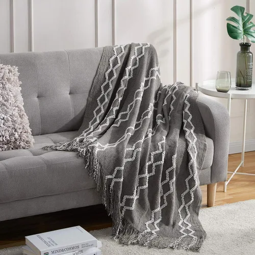 Miniatura 12 de Bourina - Manta de chenilla de punto, ligera, suave, acogedora, para cama, sofá, silla