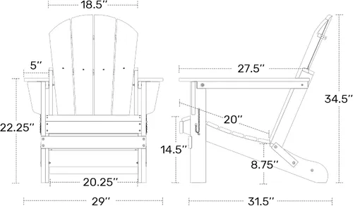 Miniatura 3 de HDPE Laguna Silla Adirondack plegable de polietileno (juego de 2), teca