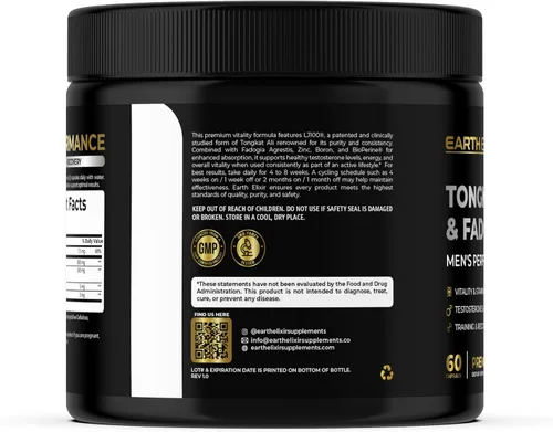 Miniatura 9 de Earth Elixir Premium Tongkat Al (LJ100) y Fadogia Agrestis para hombres y – Suplemento natural de testosterona – Fabricado en Estados Unidos