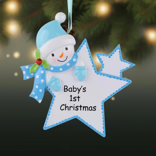 Adorno personalizado para la primera Navidad del bebé 2025 – Adorno personalizado para bebé niño – Recuerdo de la primera Navidad de niño recién