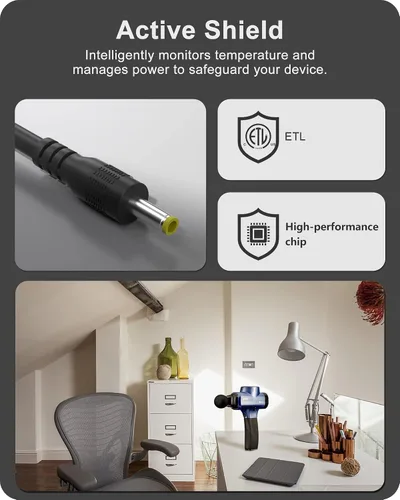 Miniatura 6 de VHBW 16.8V 1A Charger for Massager, Compatible with LifePro Sonic, Sonic Mini, Sonic Pro,Fusion X, Sonic Pro Handheld Percussion Massage Gun
