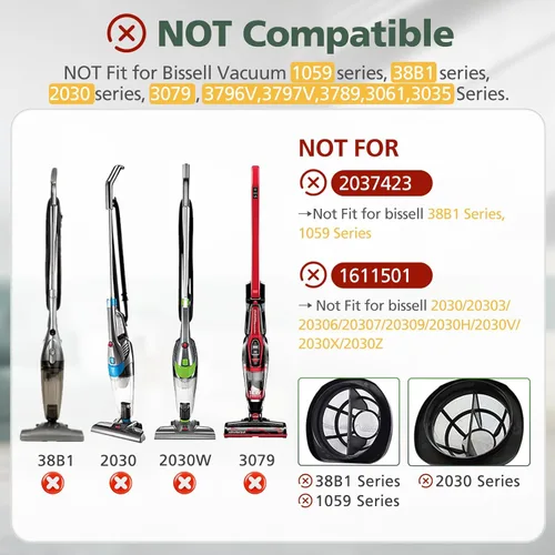 Miniatura 3 de Paquete de 8 filtros de repuesto 2033 compatibles con aspiradora sin bolsa ligera Bissell Featherweight Stick 20331, 20333, 20334, 20336, 20339