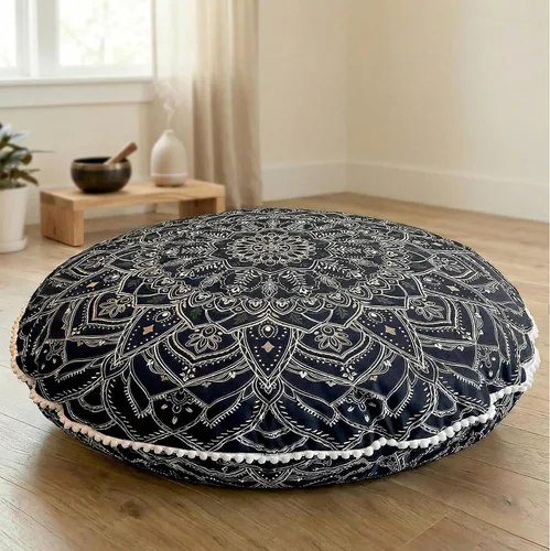 Miniatura 18 de Codi - Juego de 2 cojines de suelo para meditación, grandes y redondos para adultos, diseño bohemio de mandala para exteriores, chimenea, yoga, sala