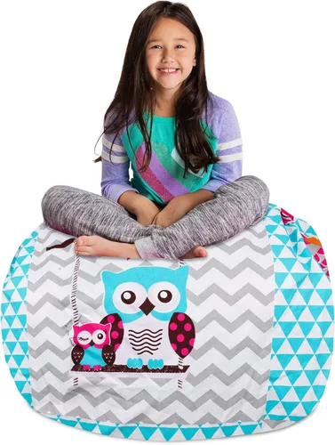 Miniatura 49 de Posh Stuffable - Sillón puff con almacenamiento para niños, contenedor de animales de peluche, organizador de juguetes de niños Lona rayas verde