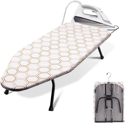 Miniatura 15 de SheeChung Tabla de Planchar Pequeña de Mesa 32" L x 12" A, Tabla de Planchar Plegable con Descanso para Plancha, Base de Metal de Malla, Funda