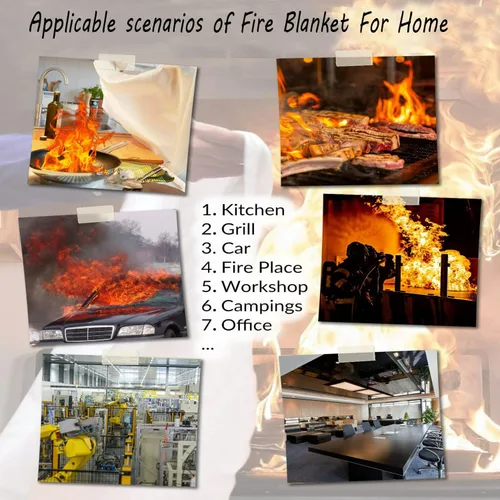 Miniatura 2 de Manta de emergencia para cocina con revestimiento de silicona. Manta ignífuga para el hogar para cocina, campamento, oficina, barbacoa, soldadura