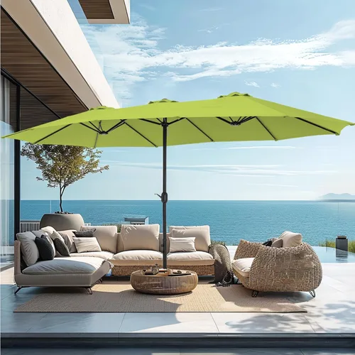 Miniatura 20 de PHI VILLA Sombrilla grande de 15 pies para patio con base incluida, sombrilla de doble cara rectangular para exteriores de gran tamaño con soporte