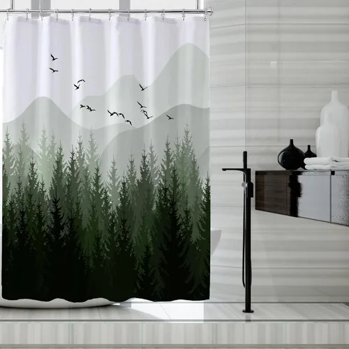 Miniatura 13 de LLSCL Cortina de ducha de tela azul con contrapeso inferior, calidad de hotel impermeable, 72 x 72 pulgadas, lavable a máquina Azul marino