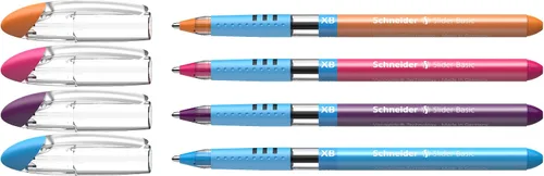 Miniatura 14 de Schneider Slider Basic XB (Extra Broad) - Bolígrafo de punta redonda, 1.4 mm, barril transparente, colores de tinta surtidos, paquete de 8