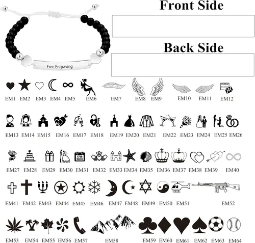Miniatura 2 de Pulsera unisex hecha a mano con nombre cuentas de ónix negro mate pulsera trenzada personalizada para hombres mujeres mejores amigos regalo