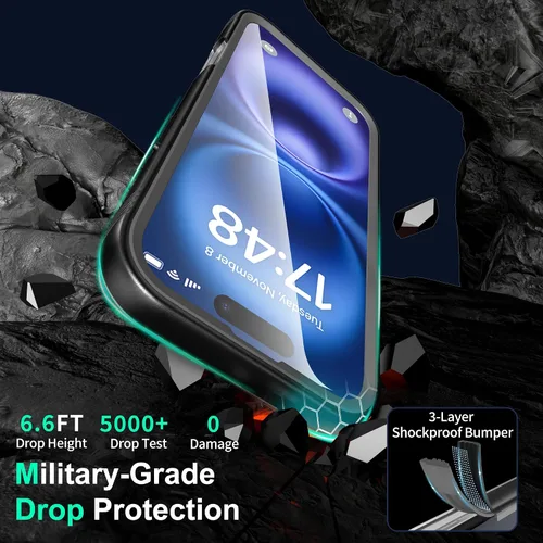 Miniatura 5 de SOKUSIN Funda impermeable para iPhone 13 Pro - Funda protectora de cuerpo completo con pantalla y protector de cámara incorporado, a prueba