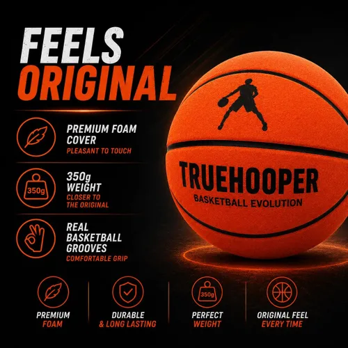 Miniatura 5 de TRUEHOOPER Silent Basketball – Size 7 Indoor Basketball (PRO Version) - Grooved Foam Basketball for Quit Dribbling and Indoor Training – Higher