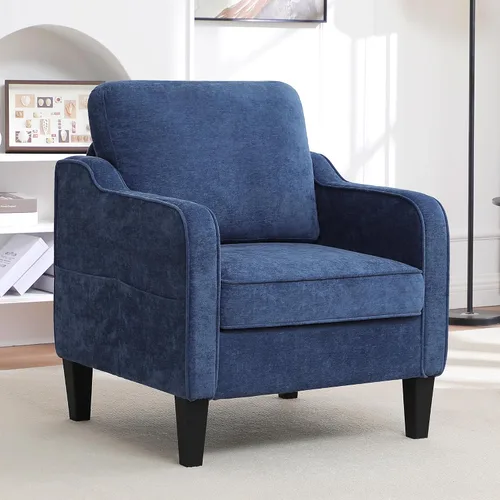 Miniatura 12 de Silla decorativa para sala de estar, silla de lectura moderna de mediados de siglo para dormitorio, sillón tapizado con bolsillos laterales, cómodo