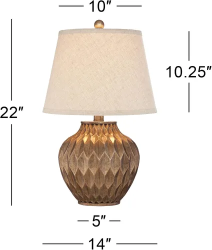 Miniatura 4 de 360 Lighting Buckhead - Juego de 2 lámparas de mesa pequeñas de estilo tradicional de 22 pulgadas de alto, urna geométrica de bronce cálido