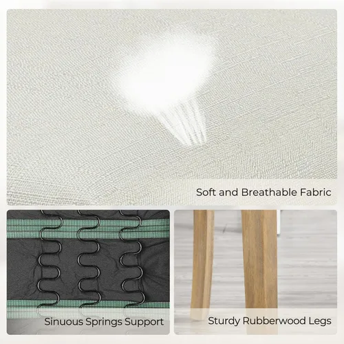 Miniatura 5 de Yaheetech Juego de 2 sillas de comedor tapizadas de tela con respaldo alto y patas de madera maciza para cocina, sala de estar, restaurante