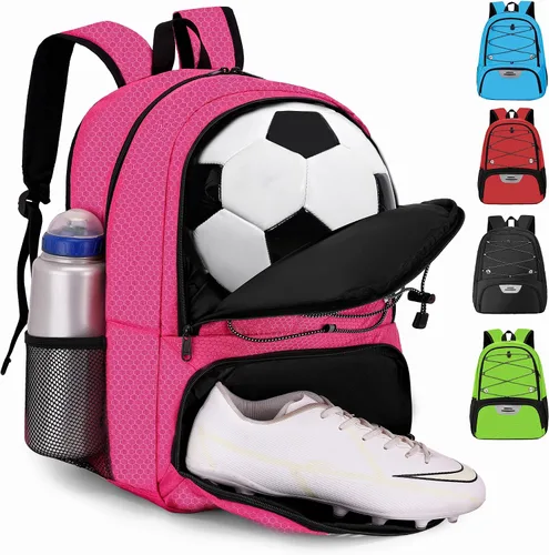 Miniatura 23 de Hsmihair - Mochila de fútbol juvenil - Mochila para fútbol y baloncesto, con compartimento para pelota y tacos separados