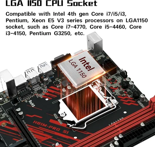 Miniatura 2 de MACHINIST Placa base para juegos H61 LGA 1155 (Intel 2ª/3ª generación), placas base para computadora Flex-ATX compatibles con PCIe 2.0, LAN 100M