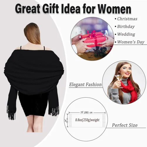 Miniatura 4 de Gomust Bufanda tipo pashmina para mujer, ideal para regalo de boda, Navidad, cumpleaños, estola grande y suave
