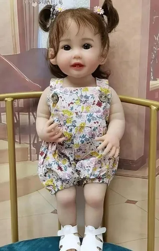TERABITHIA Muñeca Bebé Reborn de 22 Pulgadas Adorable y Realista Happy as Can be Elaborada en Vinilo de Silicona de Cuerpo Completo Anatómicamente
