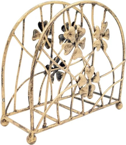 Miniatura 4 de Servilletero de mesa, diseño de pétalos y ramas florales de bronce antiguo, dispensador de pañuelos independiente