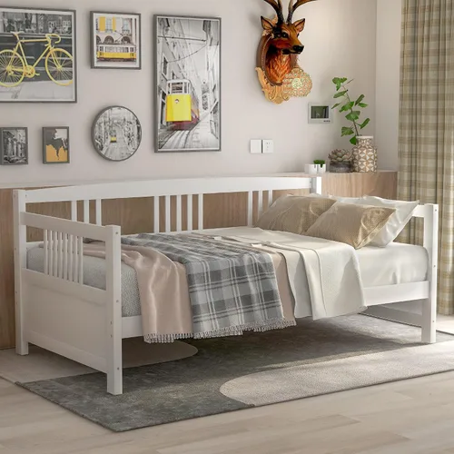 Miniatura 10 de Harper & Bright Designs Marco de sofá cama doble, marco de madera maciza, no necesita somier (espresso)