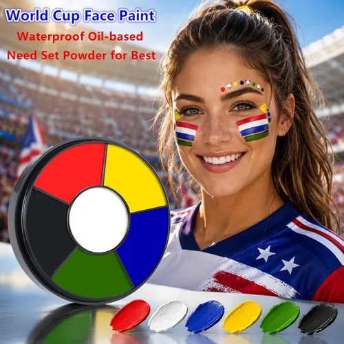 Miniatura 3 de Go Ho Pintura facial de payaso de maquillaje, color blanco, negro, rojo, rueda de colores 3 en 1 para maquillaje de payaso, efectos especiales