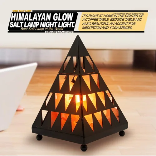 Miniatura 4 de Lámpara de sal de cristal estilo pirámide Himalayan Glow, luz nocturna con trozos de sal rosa, bombilla de lámpara de sal, (certificada ETL)