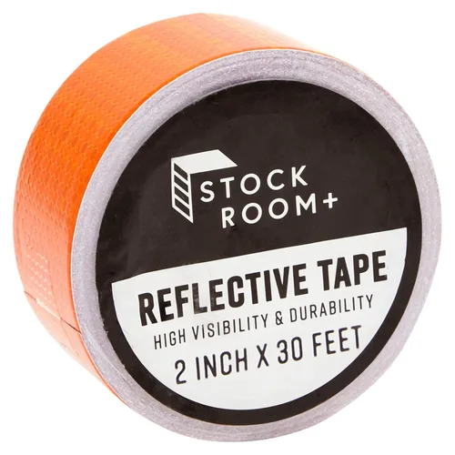Stockroom Plus Cinta reflectante naranja – 2 pulgadas x 30 pies, naranja neón – Rollo reflector fluorescente para remolques y escaleras – Cinta