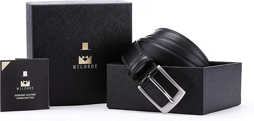 Miniatura 5 de MILORDE Cinturón de vestir de cuero genuino para hombre, hecho a mano, 100% cuero de vaca, diseños clásicos y modernos para trabajo, negocios y uso