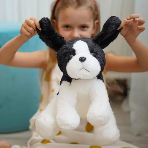 Miniatura 4 de WEIGEDU Peluche de perro pastor Beagle blanco y negro Border Collie, juguetes de peluche para niños y niñas, bebé, cumpleaños, Pascua
